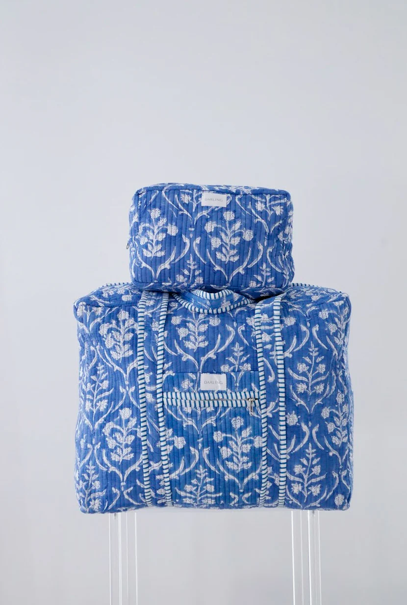 Quilted Cosmetic Bag - Deep Sea Blue - Image 5