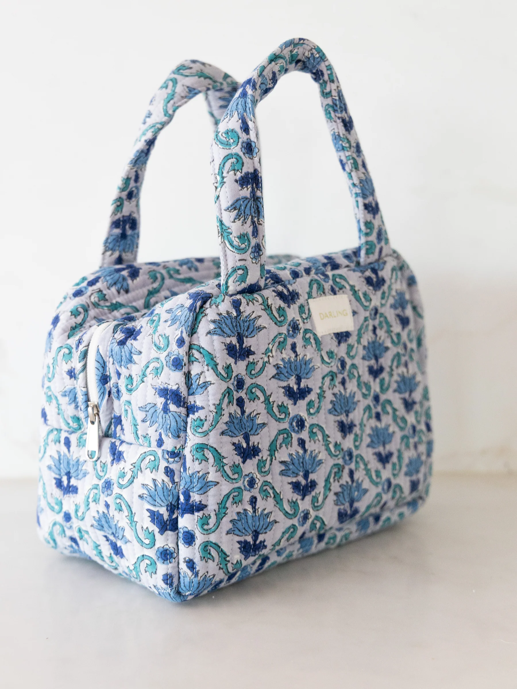 Quilted Cosmetic Tote - Periwinkle Fields - Image 5
