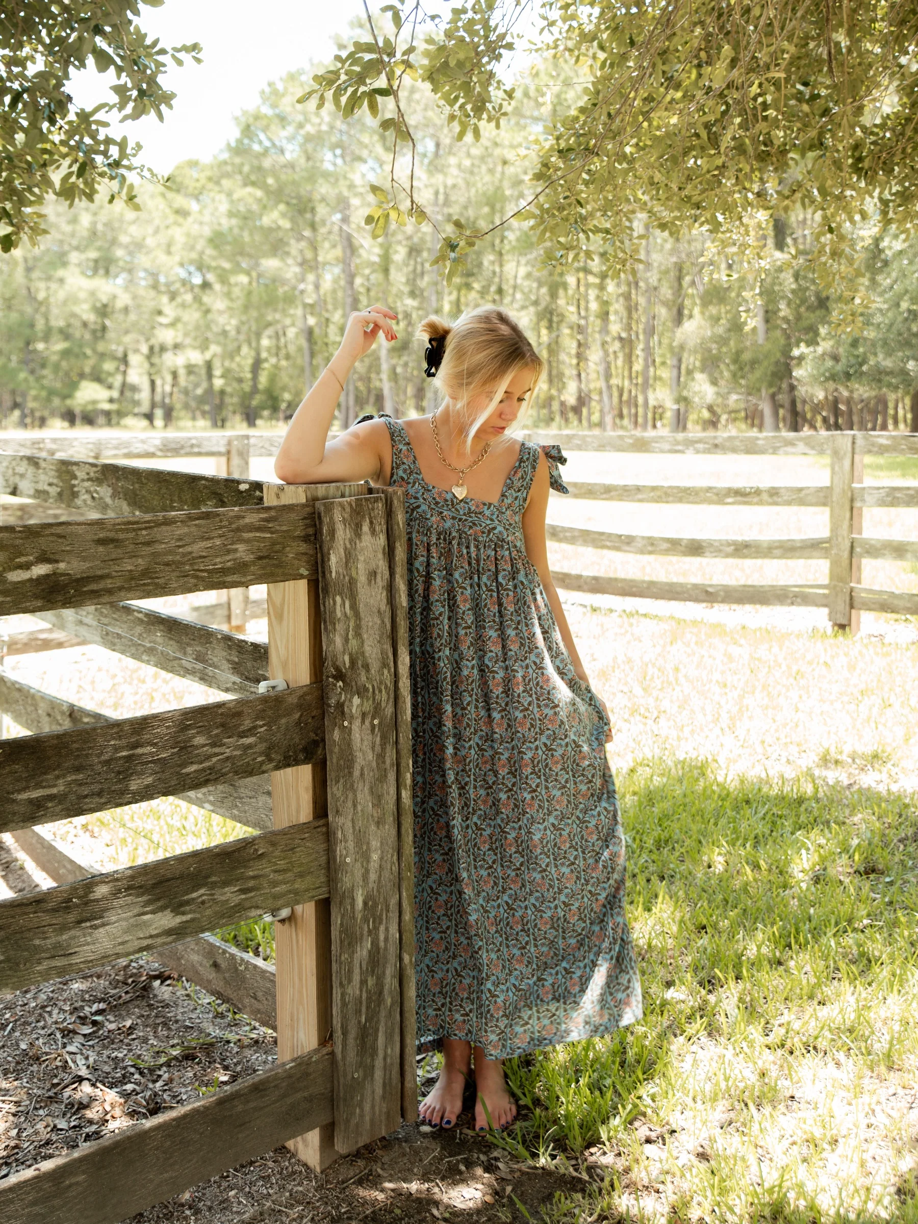 The Tie Maxi Dress - Blue Woodland Bouquet - Image 3